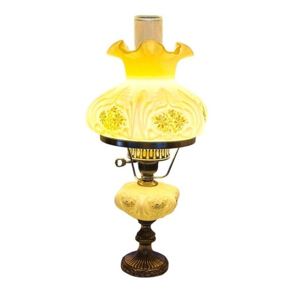 Fenton Hand-Painted Glass Lamp By Diane Johnson With Floral Motif - Picture 4 of 10